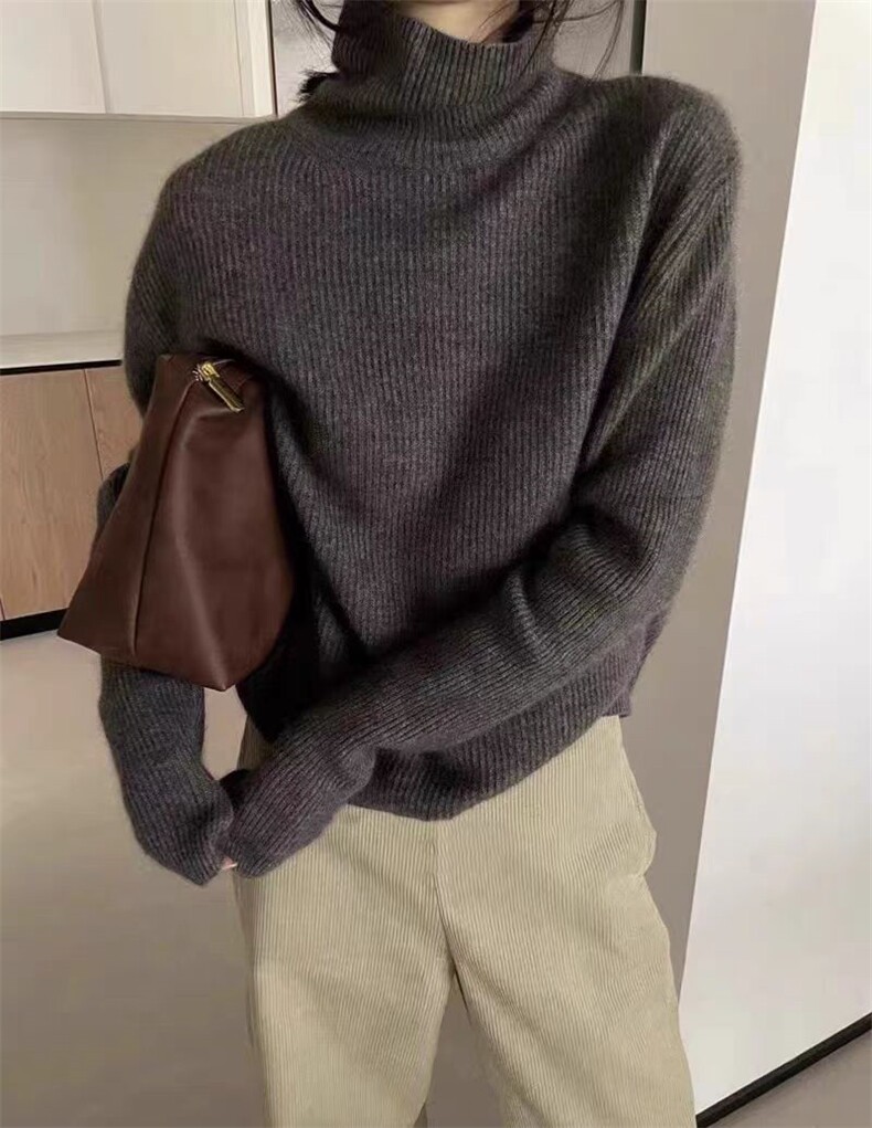 半高领针织打底衫女2025秋装新款气质内搭气质套头毛衣,女装羊毛衫,恒恩羊绒