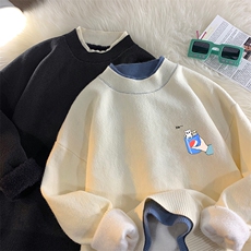 控78假两件毛衣男大码加绒针织衫男毛线衣M80262-P55加绒P70，男装针织衫/毛衣，电商A040