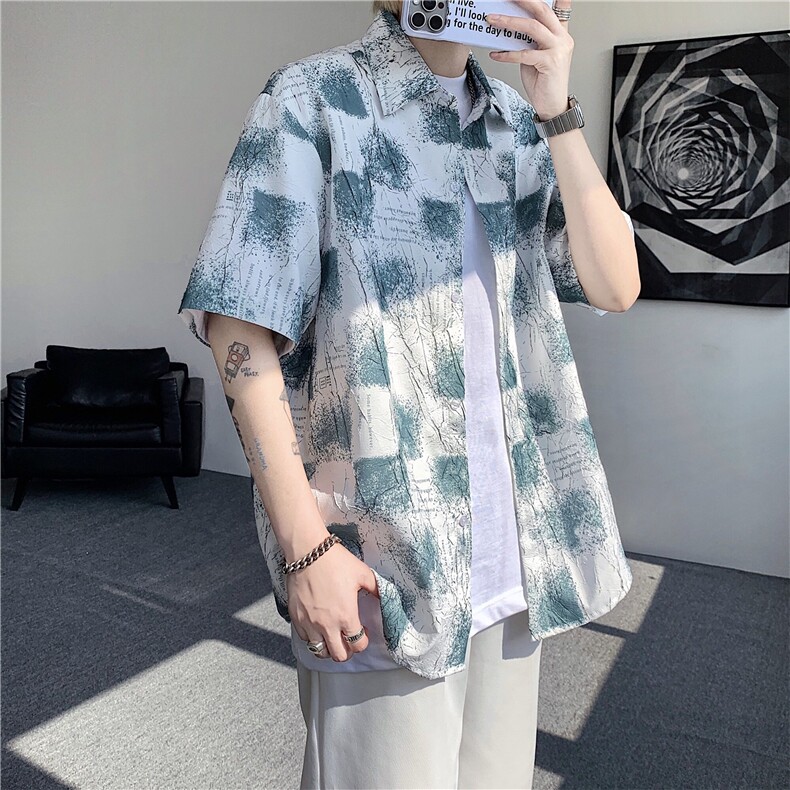 现货在仓！夏季休闲百搭翻领衬衫男抖音得物可送样-EX50556-特P30,男装衬衫,电商A061