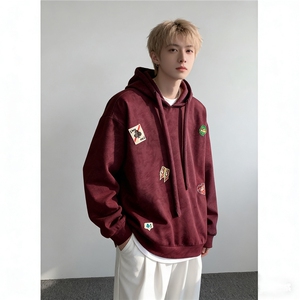WY10203-特P45 加绒特P50美式重磅刺绣贴标连帽卫衣大码上衣男图片
