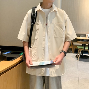 24年港风夏款工装宽松短袖衬衫男CS101 P45图片