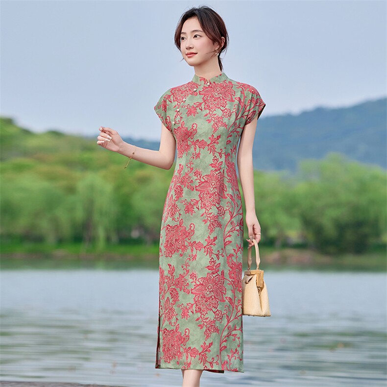 旗袍女新中式2025新款夏季复古高端无袖日常中高考中长款连衣裙女,女装连衣裙,利佳可人