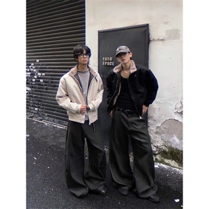 冬季美式拼蛇皮纹PU皮棉衣ing短款保暖夹克座山雕棉服男女款图片