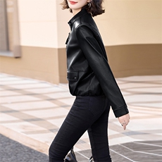 现货韩版短款皮衣女2024年春秋季新款减龄清新PU皮夹克小个子外套，女装皮衣，潮流依族