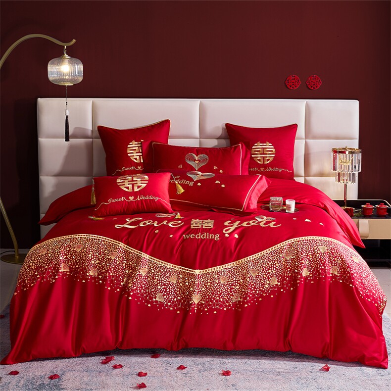 棉磨毛婚庆结婚四件套多件套特价，床品套件，一起卖家纺