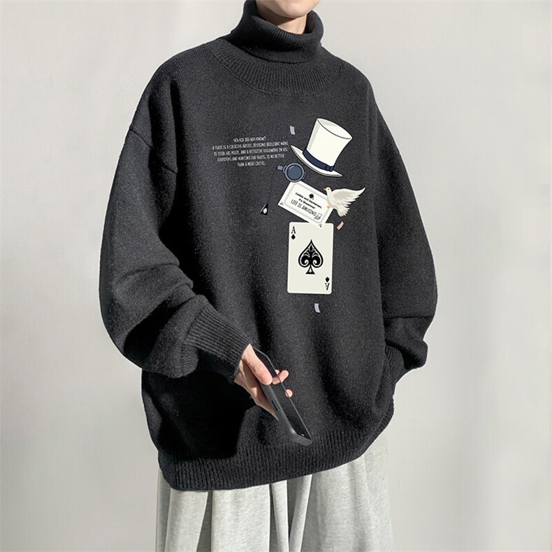 8XL高领毛衣男大码胖子堆堆领打底羊毛衫GM45373-P45加绒款-P65,男装T恤,电商A040