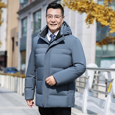 冬装男士休闲男短款连帽加厚保暖羽绒服爸爸装爷爷中老年外套P150，男装羽绒服，星座1210B