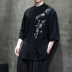 现货！24夏季新款竹叶刺绣立领中式盘扣开衫上衣T29-P65-控88图片