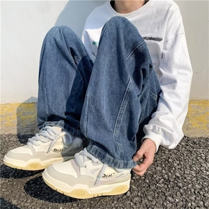 美式复古牛仔裤男oversize宽松阔腿裤潮牌百搭宽松直筒裤NG02-P48图片