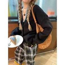 2025年秋季针织常规款甜美长袖单件V领开衫，女装针织衫/毛衣，半城羊绒