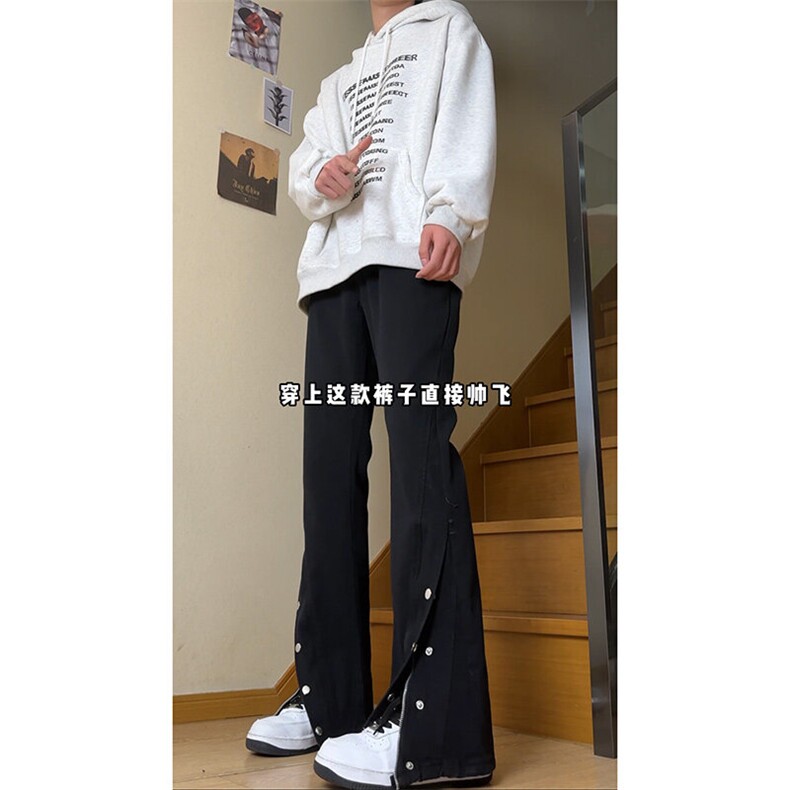 高街美式排扣牛仔裤拉链设计感直筒牛仔裤,男装牛仔裤,星座310A-4