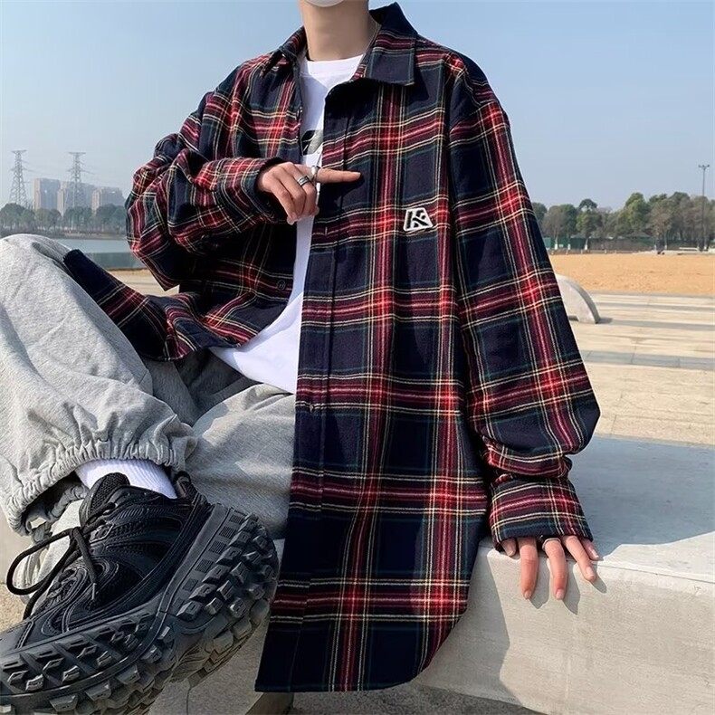 GENIOLAMODE日系潮牌男士秋季长袖格子衬衫2025新款挺括量感衬衣,男装衬衫,星座1116-2