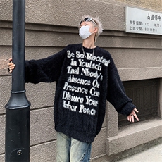 美式情侣毛衣秋冬复古海马毛小众慵懒风套头针织衫男潮91163-p55，男装针织衫/毛衣，星座1008