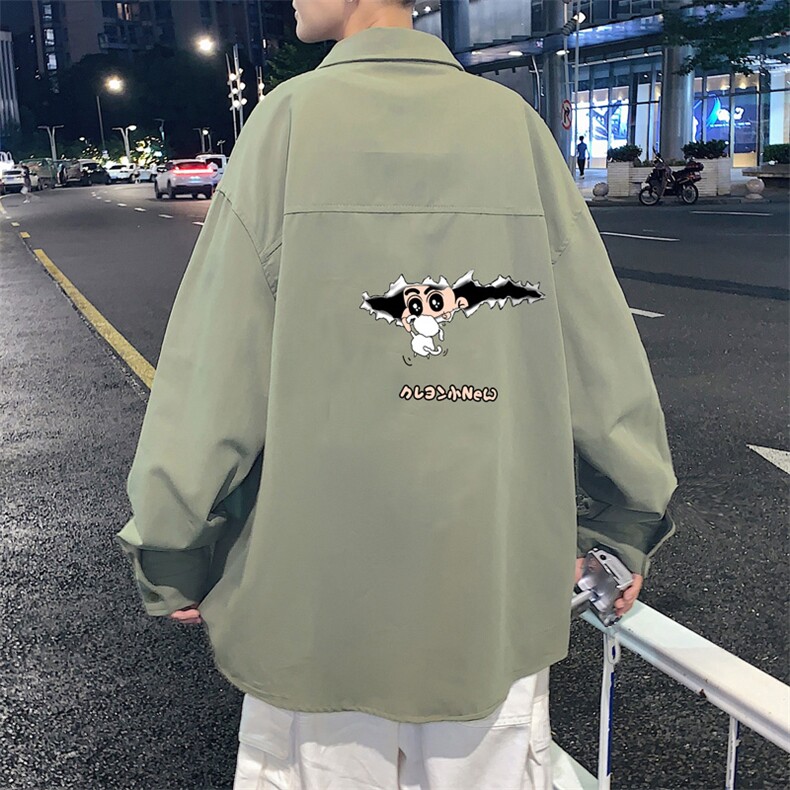 春季长袖衬衫男宽松港风衬衣男外套男CSCS289-P35,男装衬衫,电商B371