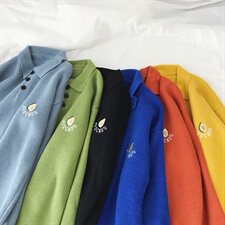 软奶蓝毛衣宽松女慵懒风polo翻领2021新款秋复古牛油果绿色针织衫，女装针织衫/毛衣，电商D310（原电商305）