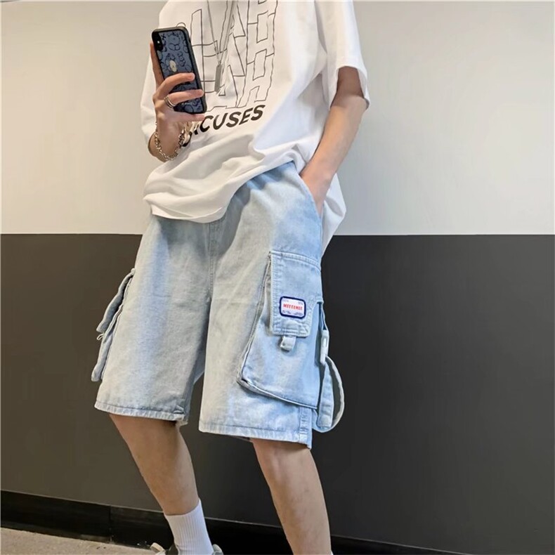 潮流春季牛仔裤男牛仔短裤松紧腰D666P45,男装牛仔裤,星座1116-2