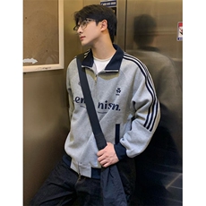 侧条纹棒球服男款秋冬麂皮绒运动夹克高街痞帅外套WY33，男装夹克，星座1116A（原606A-3）