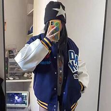 1506-1/JF6031/P63美式春秋季新款刺绣棒球服撞色男女情侣夹克，男装夹克，星座1506-1