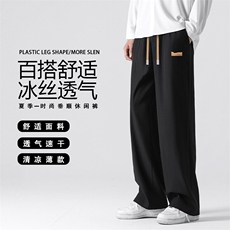 夏季薄款冰丝裤子男垂感休闲西装裤宽松直筒阔腿1229-特批27，男装休闲裤，星座718-1
