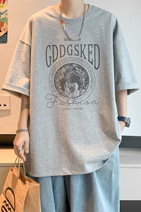 已注册/夏季内景痞帅炸街落肩短袖T恤男潮宽松打底衫 DT9730/P25图片