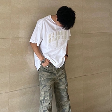 万针全刺绣工艺抖音得物高品质260克重磅纯棉双纱美式高街短袖T恤，男装T恤，电商A486