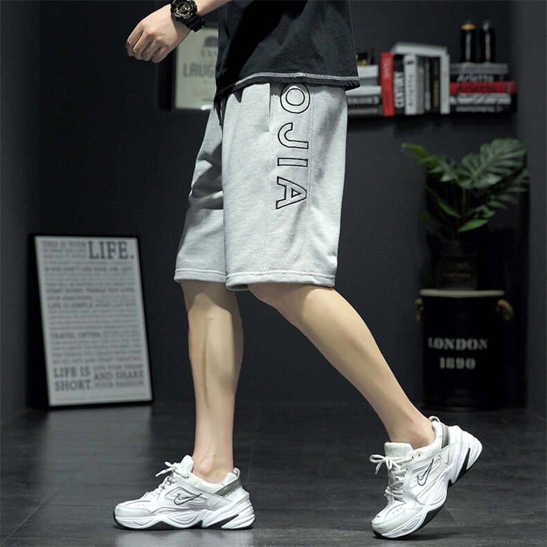 2021夏季新灰墙日系大码男休闲字母刺绣卫裤绣花短裤K2037-P35，男装休闲裤，电商A001