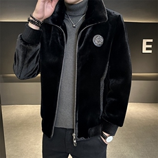 男商务休闲纯色夹克金貂绒保暖外套中年时尚上衣ZX8926-P230，男装夹克，星座1105-3