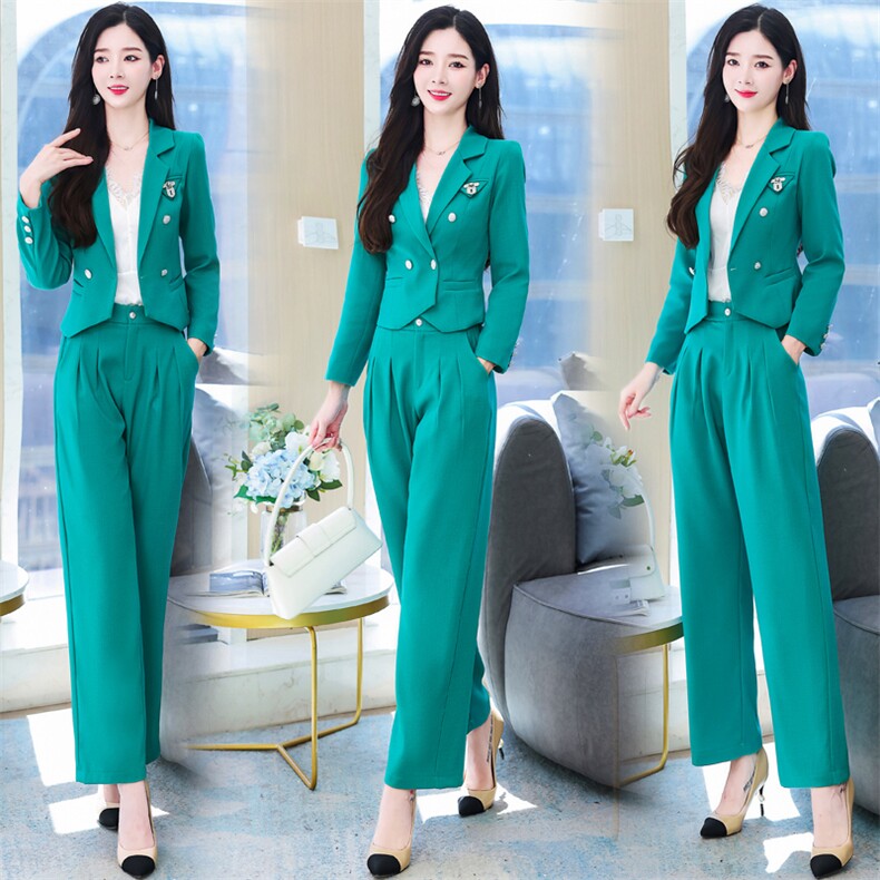 职业小西装套装女高级感2022秋装新款气质名媛女神范阔腿裤两件套,女装套装/套裙,韩美纤衣