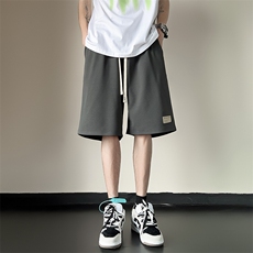 休闲短裤男韩版潮流贴标痞子帅松紧腰2024夏季ins五分裤K4120-P29，男装休闲裤，星座412-3