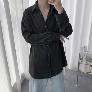 春秋~白衬衫坠感休闲男女日系简约衬衣长袖韩版纯棉宽松设计感图片