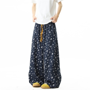 A165-K8973-P6589蕾丝碎花阔腿凉凉裤休闲裤遮胯显瘦冰丝裤子图片