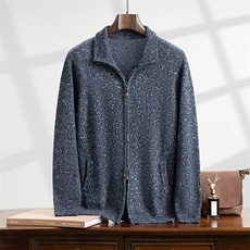 2025年秋季长袖青春流行立领开衫，男装羊绒开衫，曼云男装羊绒