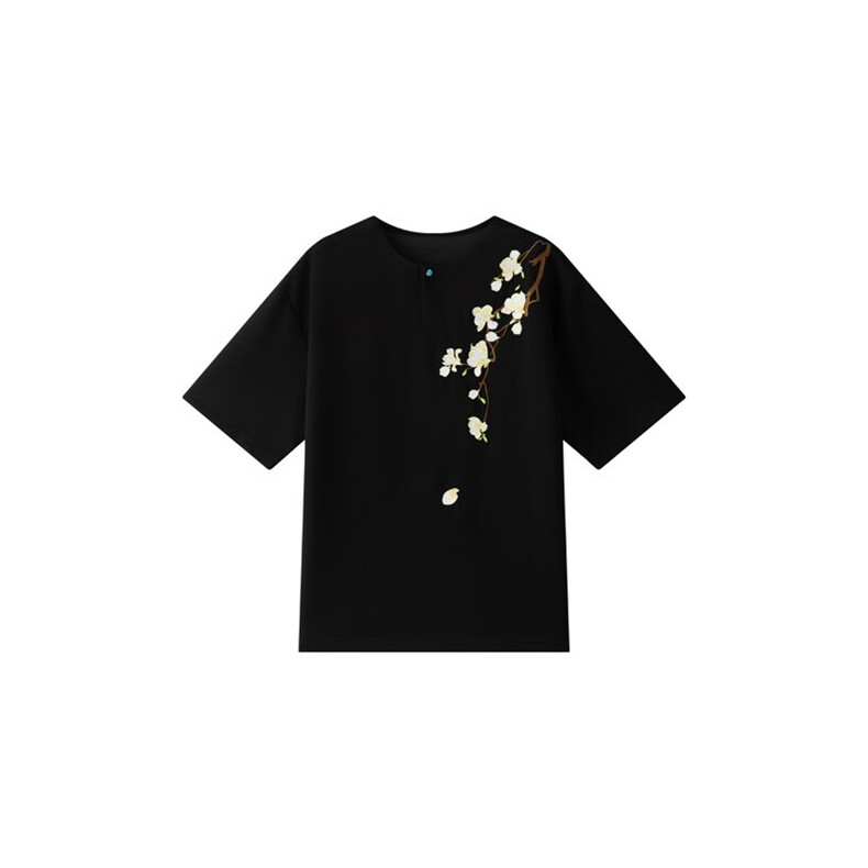 小伙纯色重工T恤男休闲宽松风刺绣衬衣轻熟风A236-82572-P55,男装T恤,电商A236