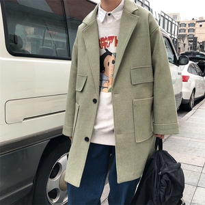 风衣中长款呢子纯色加大码百搭宽松风衣男 A071-F01-P115图片