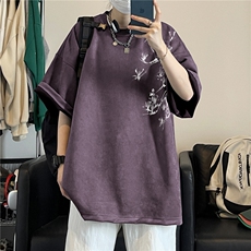 得物抖音直播高品质麂皮绒风印花宽松短袖djp296-特批23控39，男装T恤，星座605(原A050)