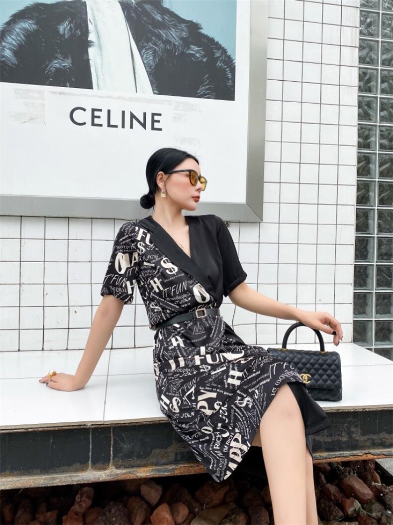 夏季拼接连衣裙，女装连衣裙，M&G