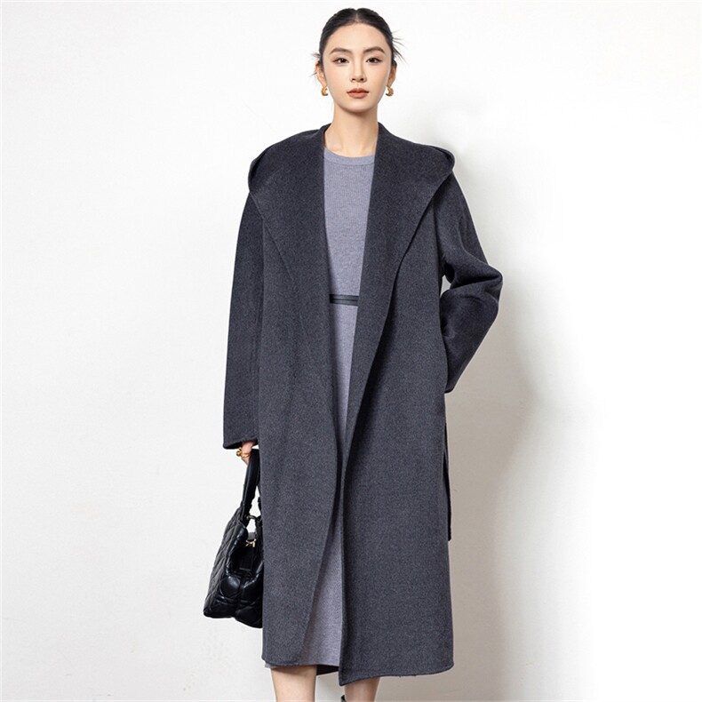 2025秋冬百搭时尚简约翻领长袖针织羊绒大衣，女装羊绒大衣，黛娇羊绒