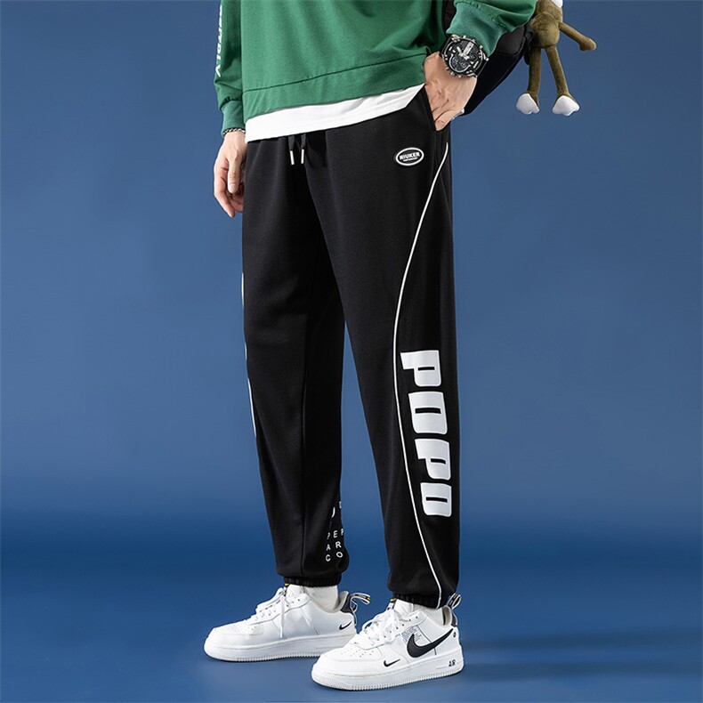 春季港风新款韩版条纹休闲个性字母宽松束脚休闲裤SK2111-P55,男装休闲裤,电商A128