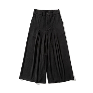 夏季 大码宽松裙裤风直筒阔腿裤休闲裤中式潮暗黑 K251/P70图片