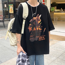 B239-D357-P28美式夏季短袖男落日印花t恤高街落肩袖体恤上衣，男装T恤，星座514-2(原B239)