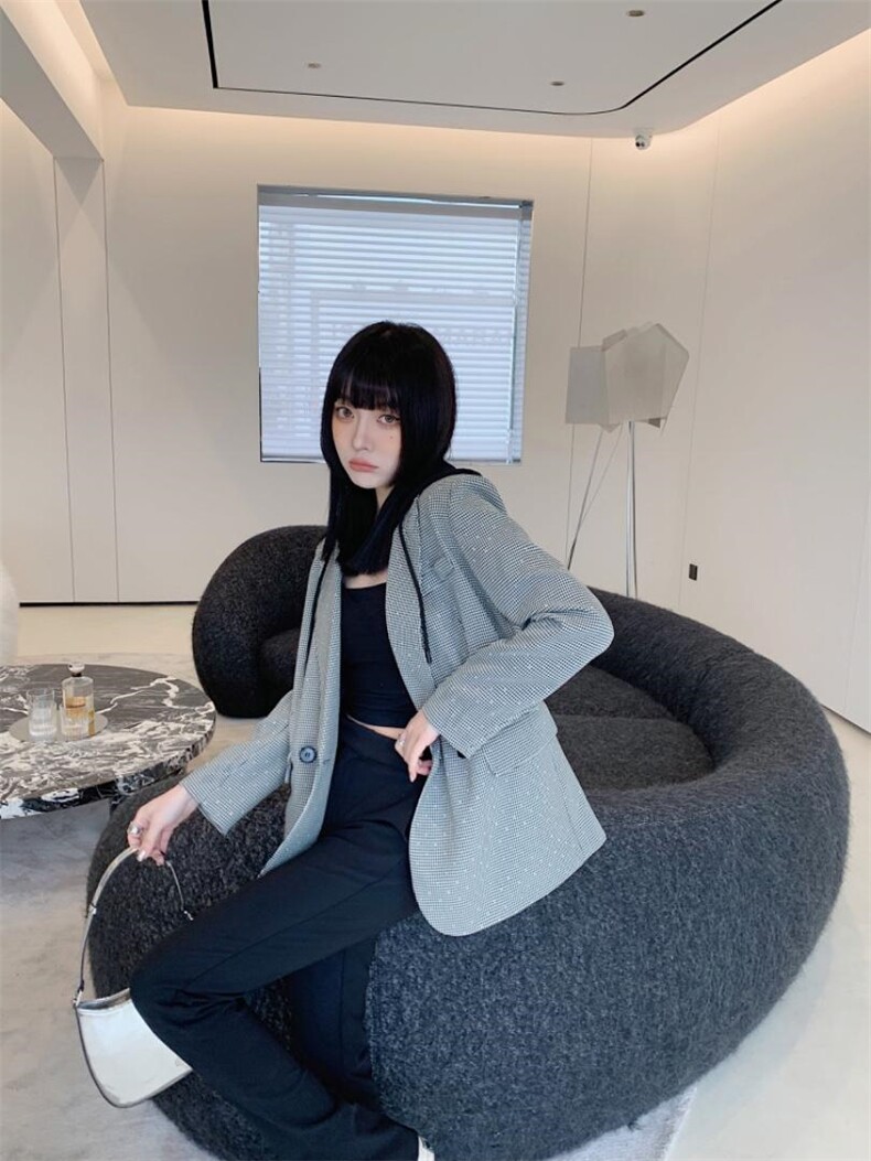 XZ22070钻千鸟格帽子西装,女装西装,穿名堂(5F)