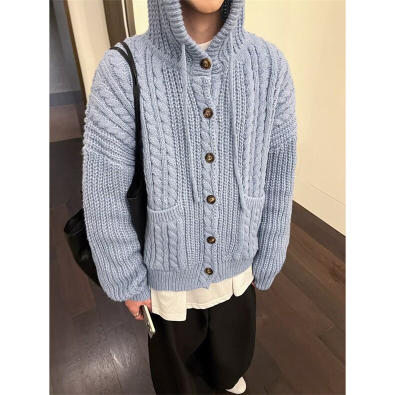 网络图，ins新款原宿慵懒文艺日系开衫毛衣时尚XZ302B-1-M364P65，男装针织衫/毛衣，星座302B-1