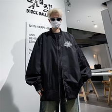 春秋新款潮牌夹克男复古街头宽松情侣百搭休闲外套，男装夹克，星座716-2