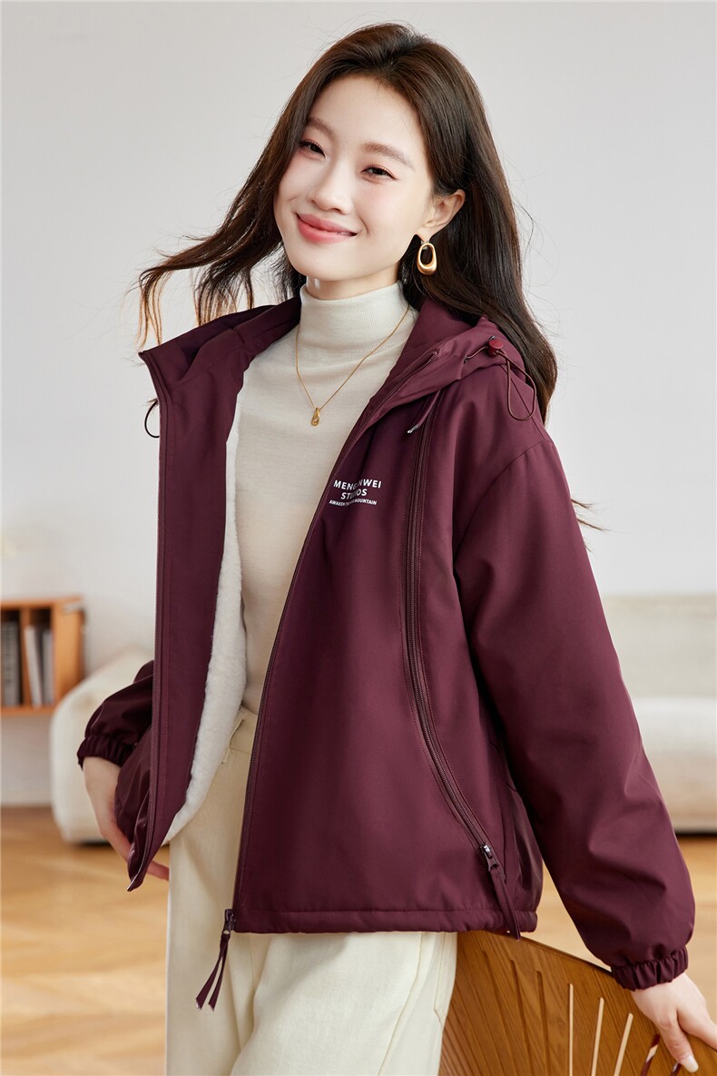休闲连帽短款加绒加厚外套女2025秋冬新款宽松百搭保暖派克服棉服,女装棉衣/棉服,慕咨