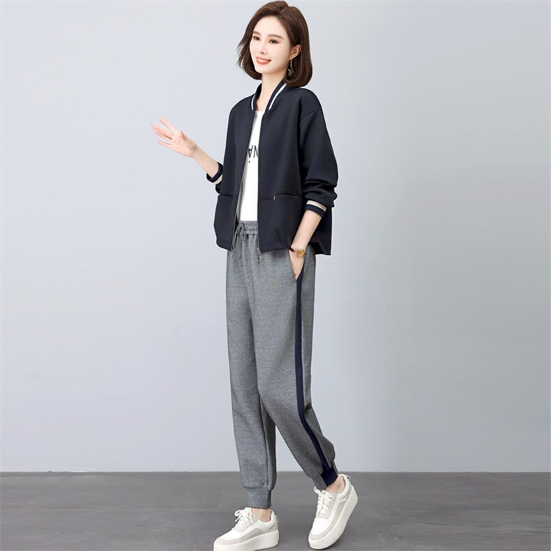 三年不下架(新款)2024年春秋时尚两件套装女棒球服卫衣运动套装女,女装套装/套裙,璐依舞