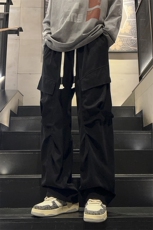 特批P40无差价秋季新款灯芯绒工装裤男欧棉绒痞帅潮阔腿长裤K1450，男装休闲裤，电商A001-1