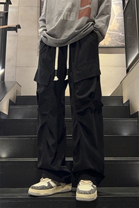 特批P40无差价秋季新款灯芯绒工装裤男欧棉绒痞帅潮阔腿长裤K1450图片