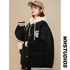 冬款中性风毛巾绣棉服假两件连帽宽松外套男士8135-P140控价178，男装棉衣，电商A441-1