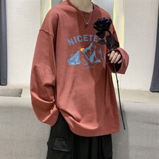时尚印花打底衫情侣2023新款圆领T恤长袖上衣宽松男NQY594TP20,男装T恤,电商A102-1