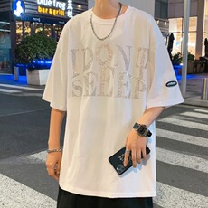 新款休闲港风时尚潮流上衣嘻哈烫钻男街头短袖印花潮t恤T237-P25，男装T恤，星座512-2